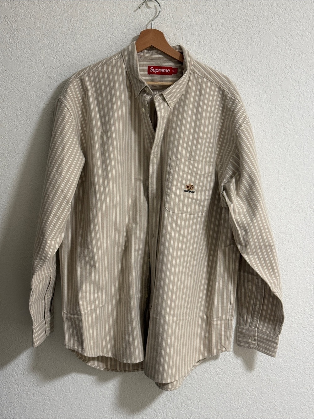 Supreme Loose Fit Oxford Shirt - Tan Stripe - XL